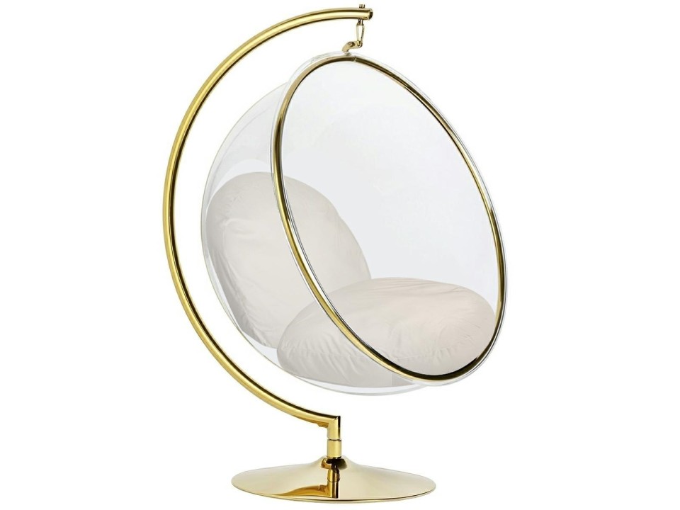 Fotel BUBBLE STAND GOLD VELVET poduszka beżowa - King Home